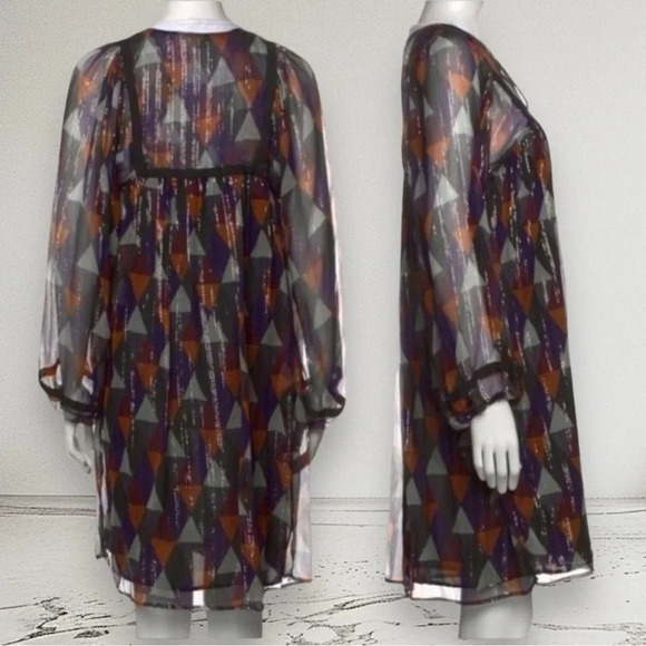 WARM Silk Multicolor Metallic thread Knee length Dress Size S - Picture 2 of 8